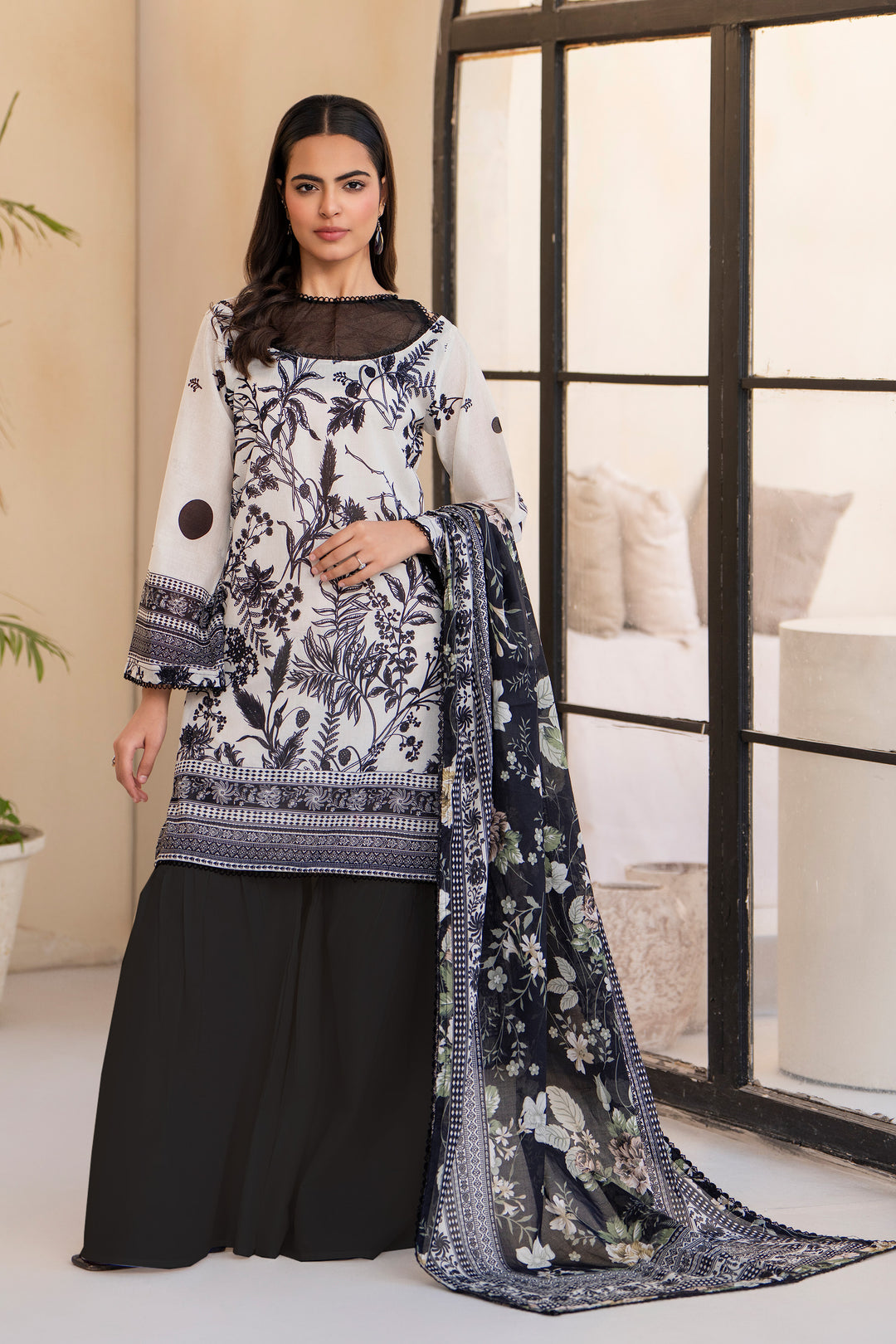 White 3 Piece Unstitched Premium Lawn - SU25V1-S8 - JACQUARD CLOTHING