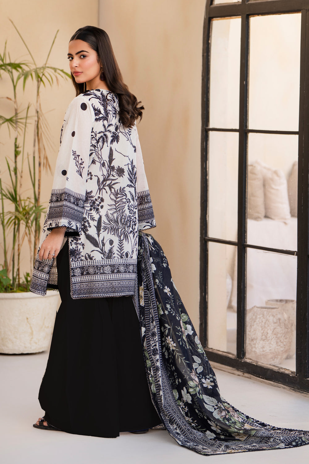 White 3 Piece Unstitched Premium Lawn - SU25V1-S8 - JACQUARD CLOTHING
