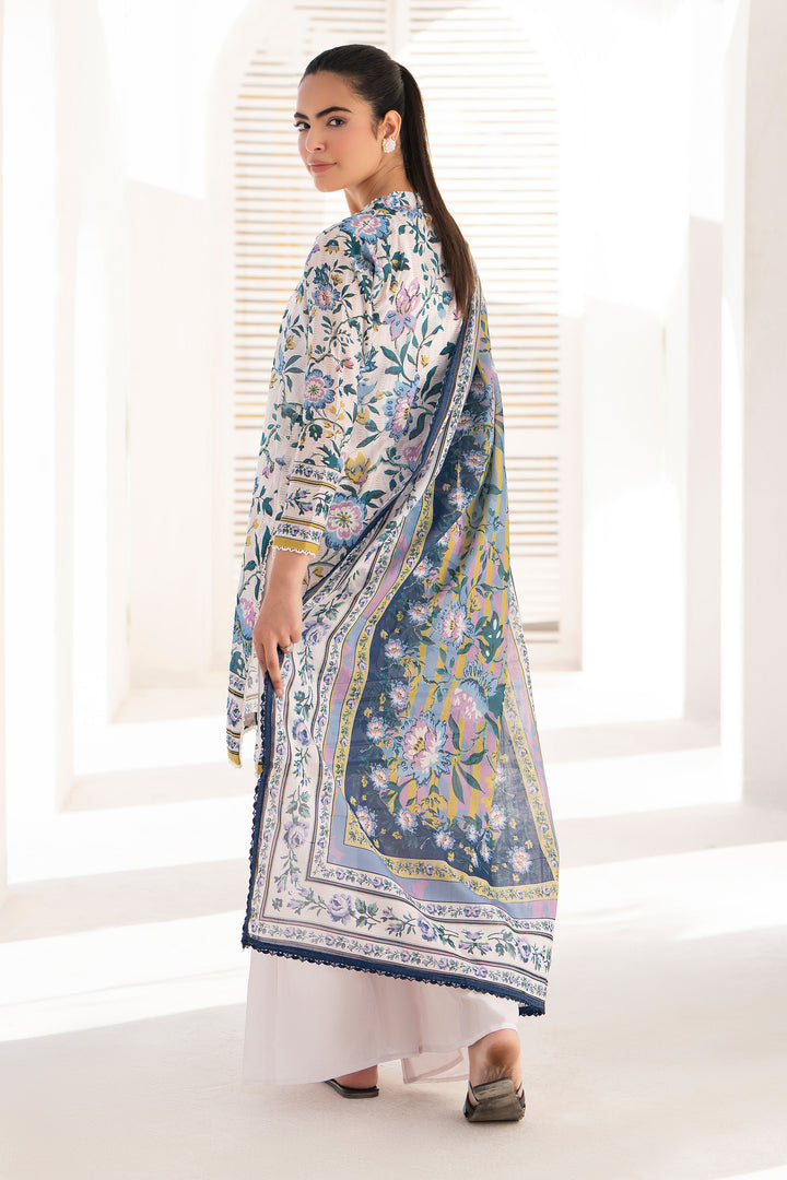 White 3 Piece Unstitched Premium Lawn - SU25V7-S1 - JACQUARD CLOTHING