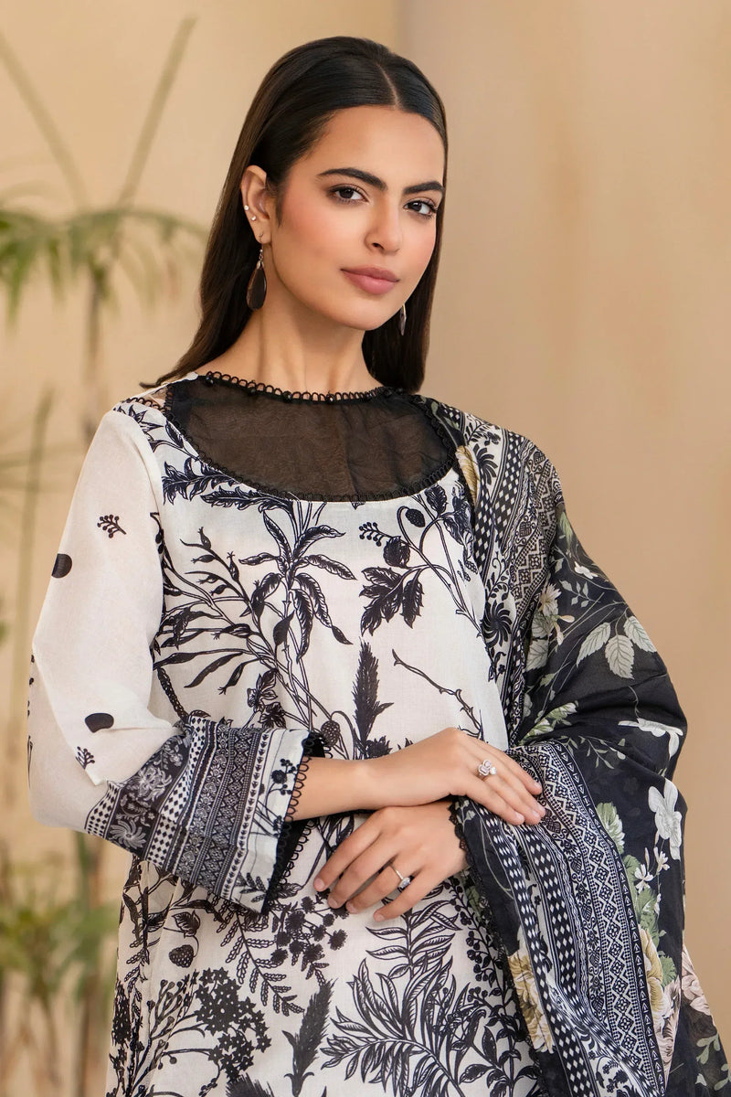 3 Piece Unstitched White Premium Lawn - Jacquard Clothing