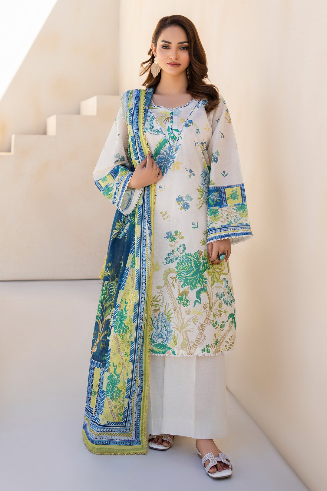 White 3 Piece Unstitched Premium Lawn - SU25V2-S9 - JACQUARD CLOTHING
