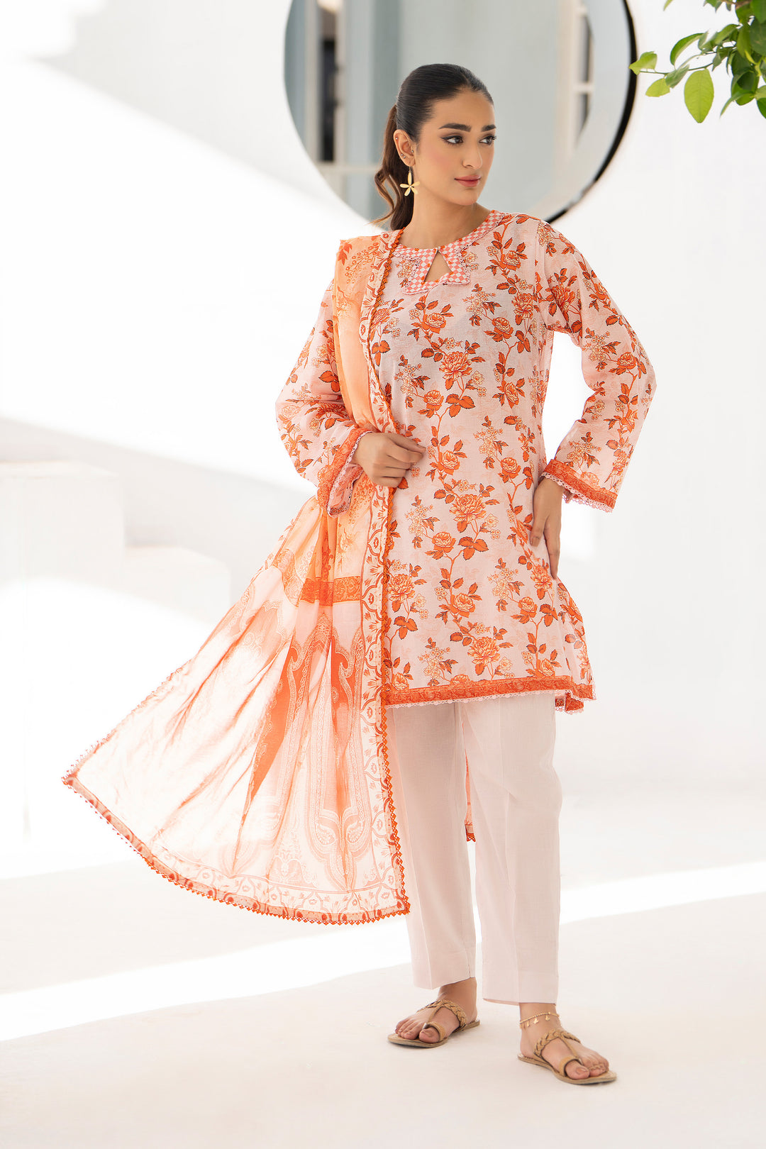 White 3 Piece Unstitched Premium Lawn - SU25V5-S14 - JACQUARD CLOTHING