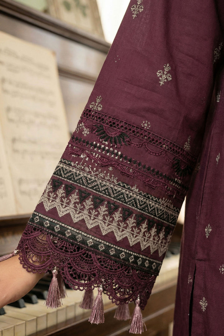 Wine 3 Piece Unstitched Premium Printed Lawn