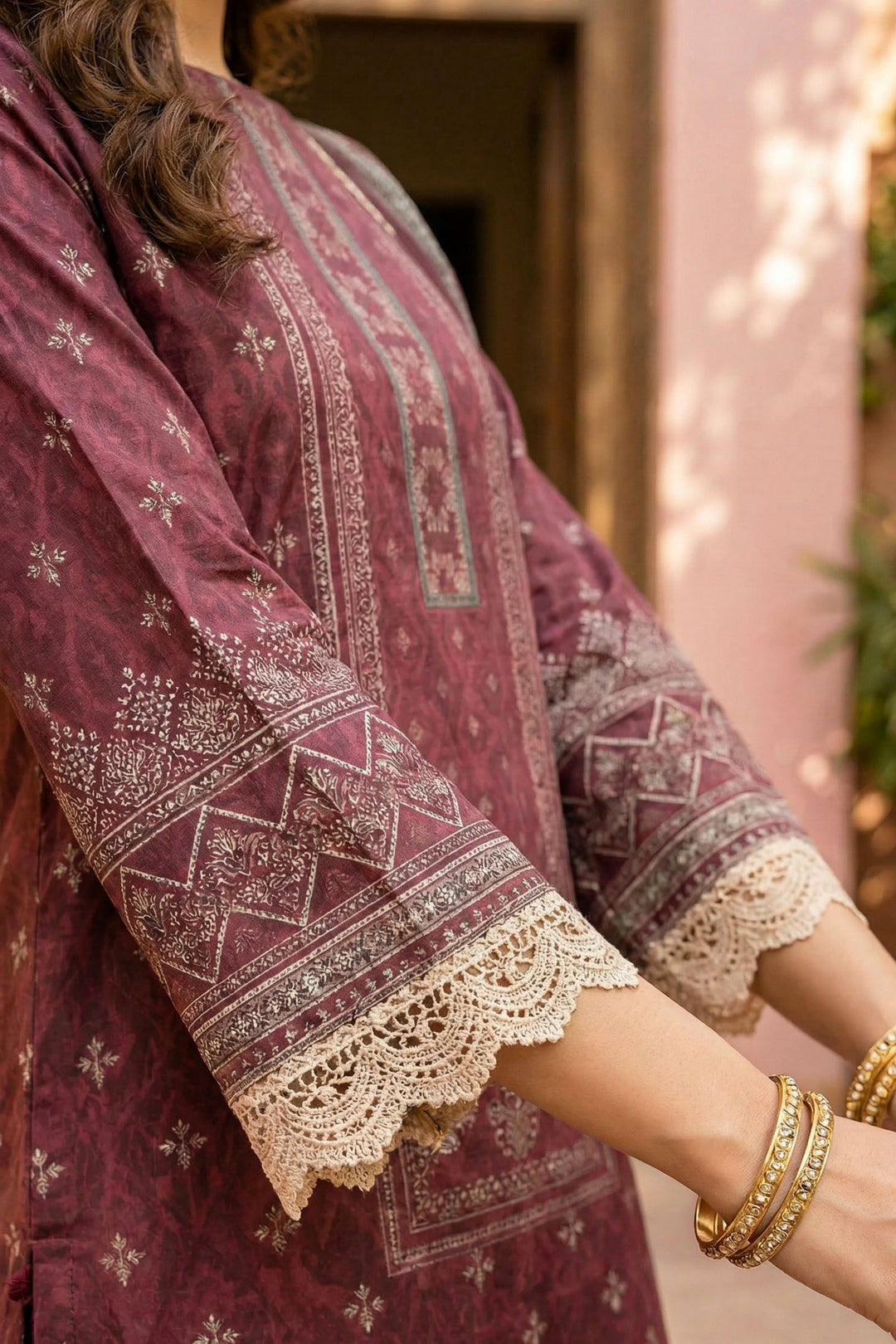 Wine 3 Piece Unstitched Premium Printed Lawn Suit - Jacquard Wirsa By Zainab Collection Summer 2026