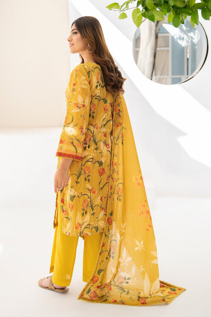 Yellow 3 Piece Unstitched Premium Lawn - SU25V9-S8 - JACQUARD CLOTHING
