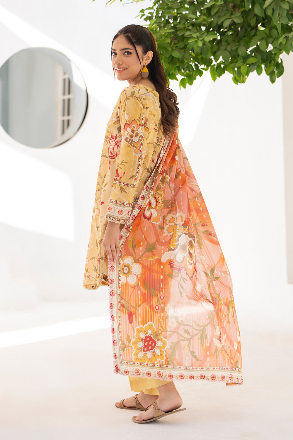 Yellow 3 Piece Unstitched Premium Lawn - SU25V4-S7 - JACQUARD CLOTHING
