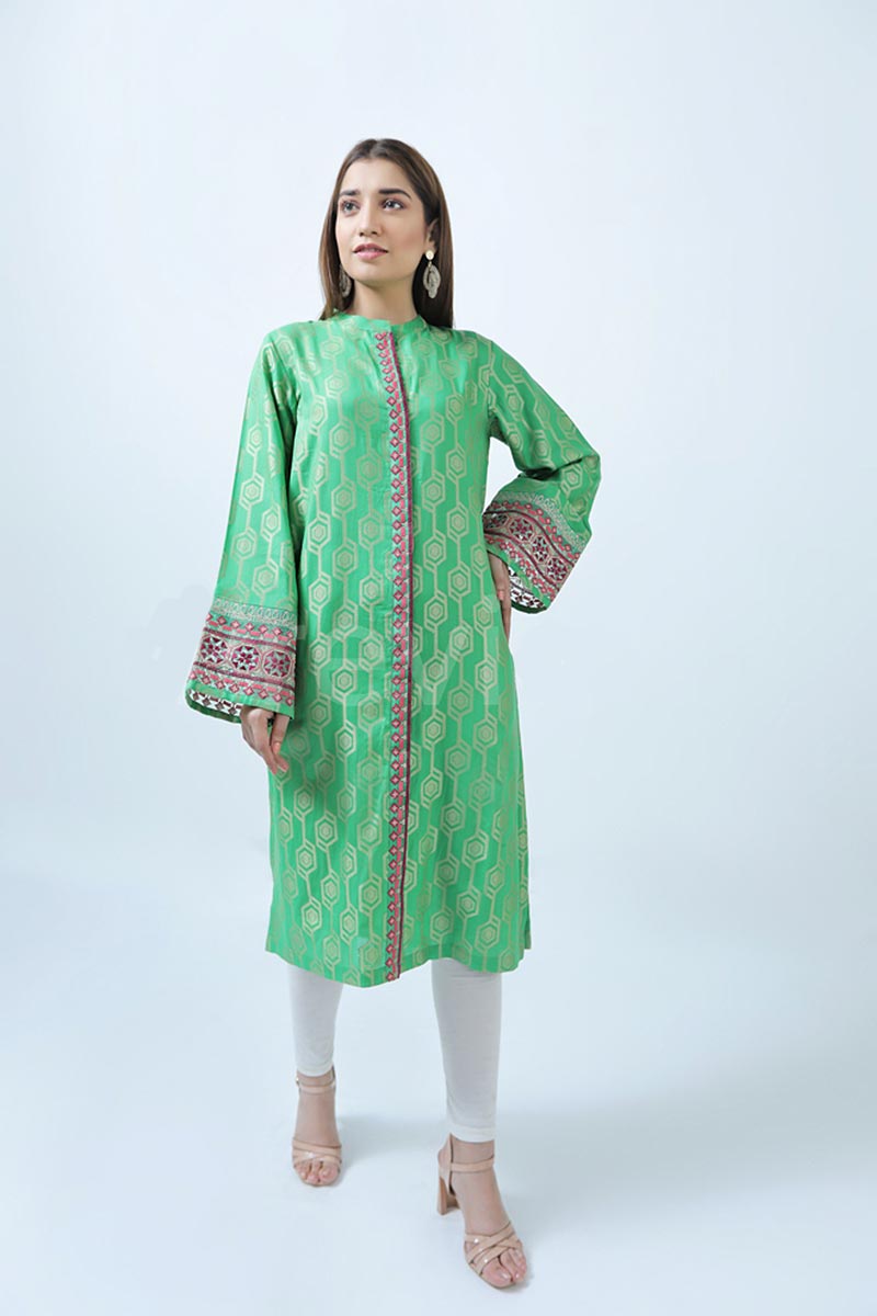 JACQUARD SHIRT / GREEN SHINE - Jacquard.pk