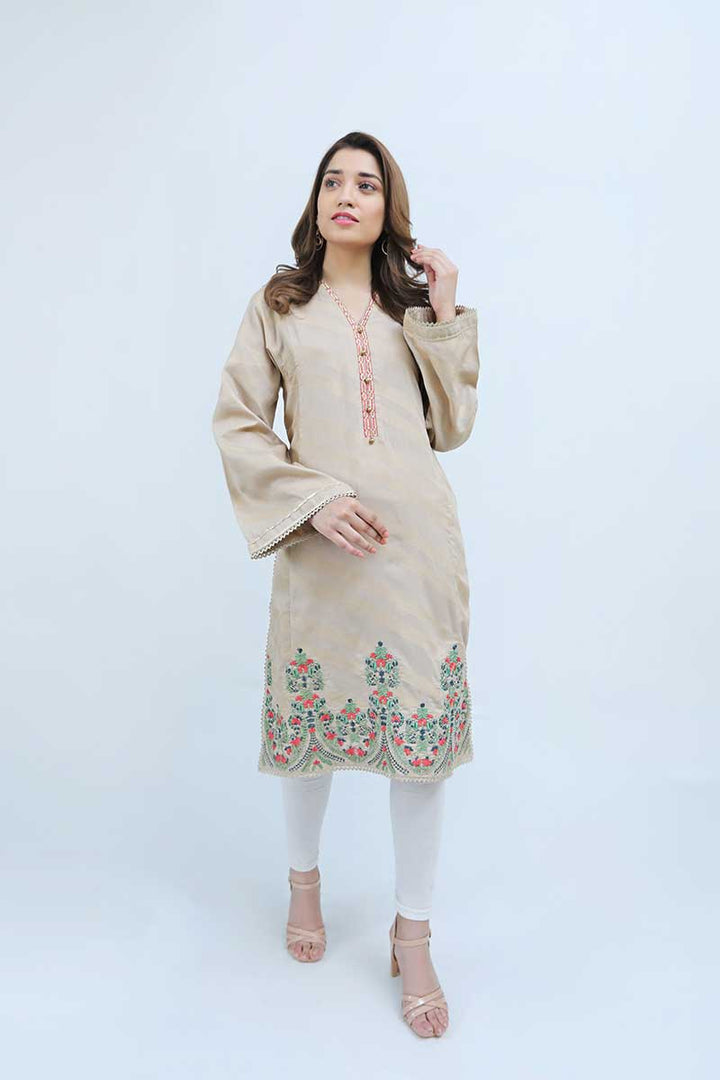 JACQUARD SHIRT / BEIGE AND GOLDS - Jacquard.pk