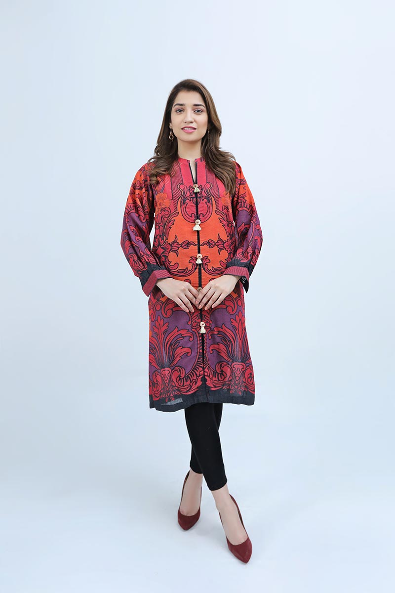 KRUNDY SHIRT / RED SPIRALS - Jacquard.pk