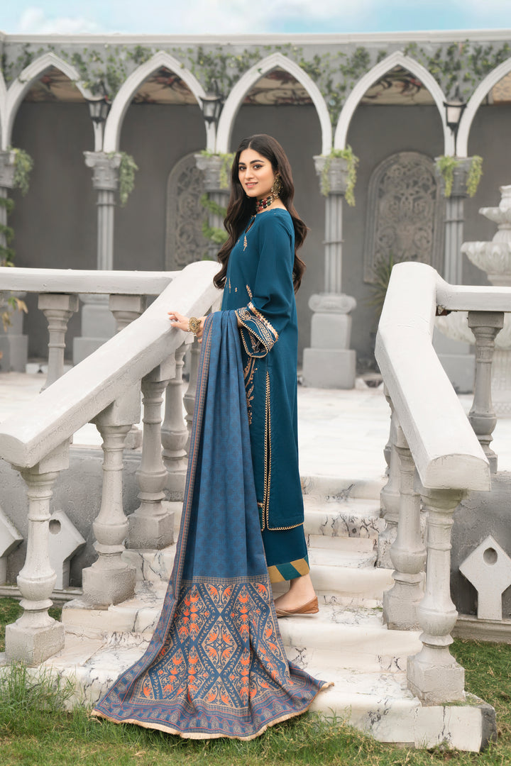 AGHAZ E TABEER COLLECTION / 3PC / EMBROIDERED KHADDAR WITH WOOLEN SHAWL NEW ARRIVALS WINTER 2022 BY JACQUARD CLOTHING