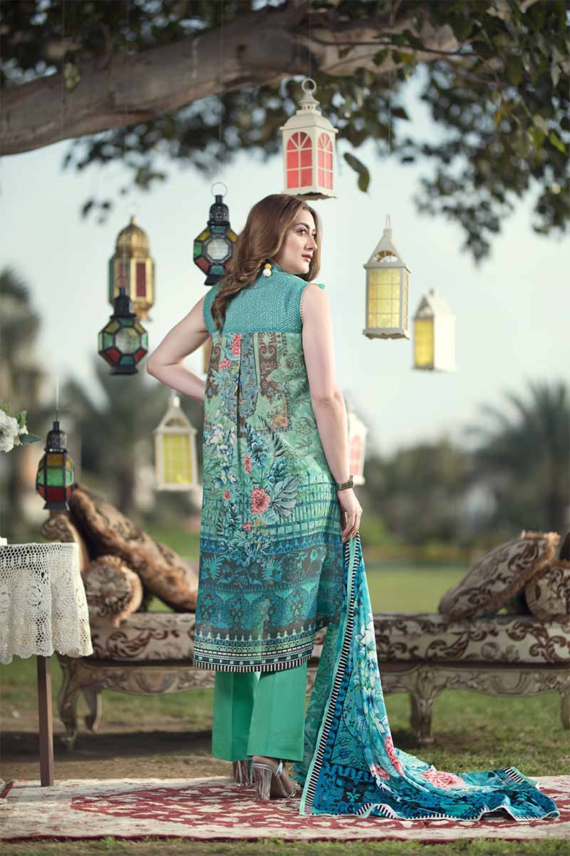 UNSTITCHED / PRINTED MASOORI LAWN / SEA GREEN TWIST - Jacquard.pk