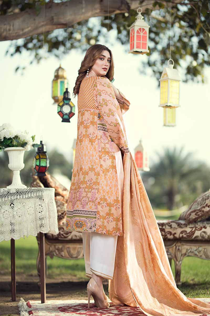 UNSTITCHED / PRINTED MASOORI LAWN / TANGERINE - Jacquard.pk