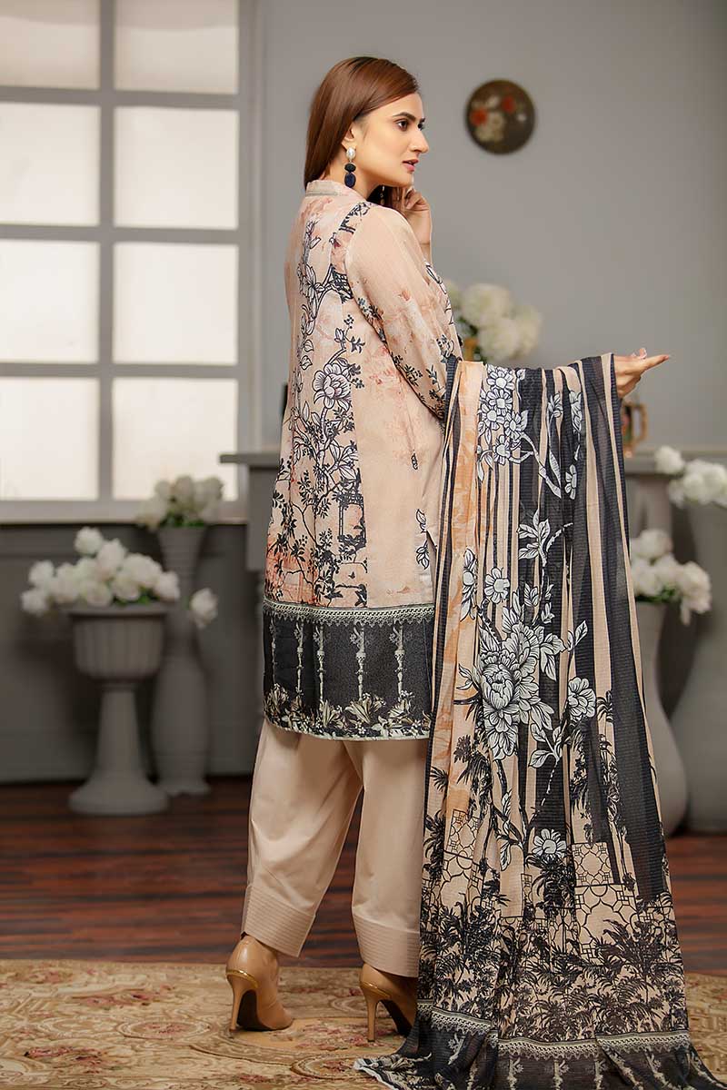 KRUNDY LAWN  / MINK FLORAL - Jacquard.pk