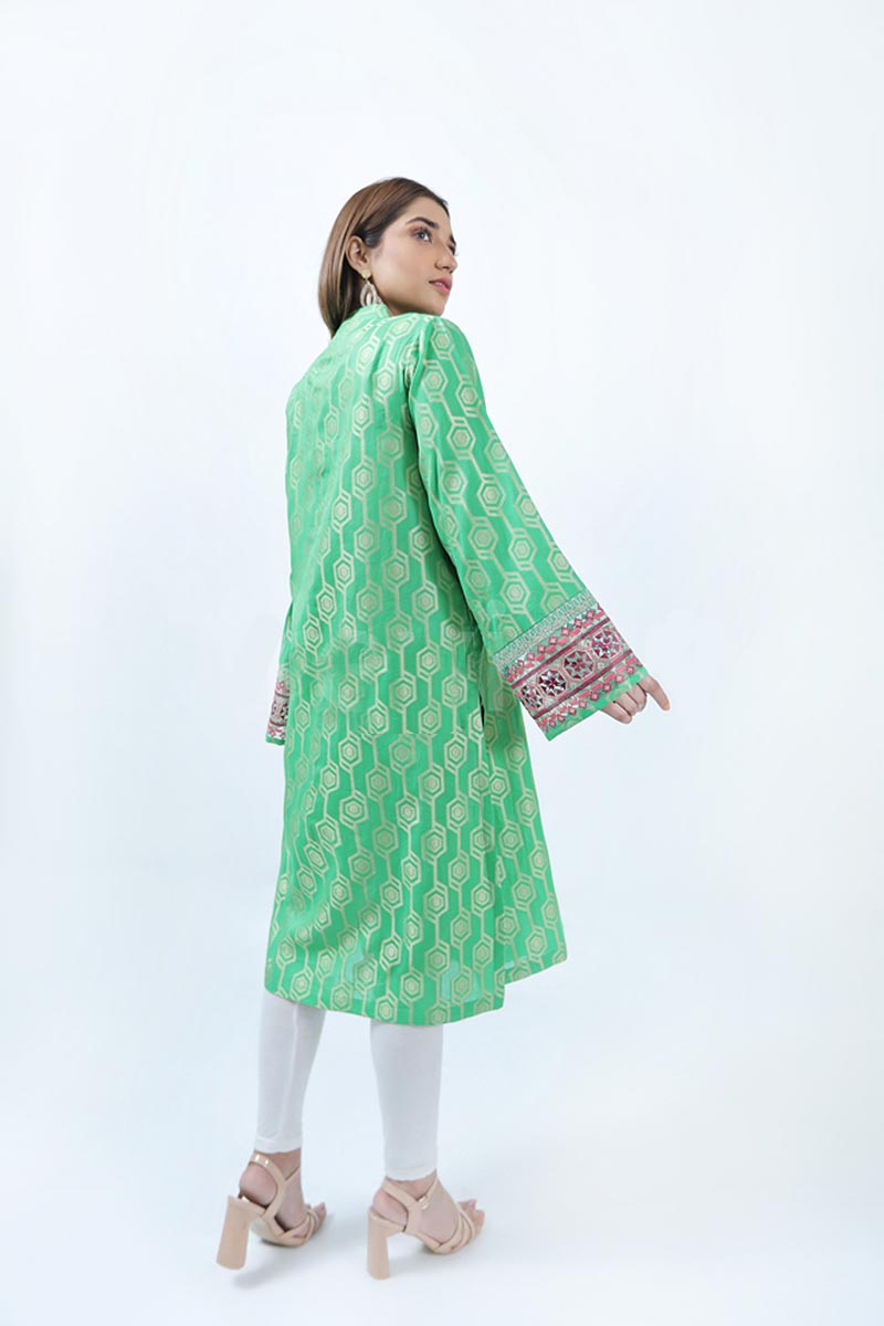 JACQUARD SHIRT / GREEN SHINE - Jacquard.pk