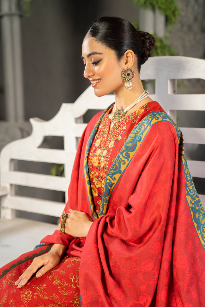 AGHAZ E TABEER COLLECTION / 3PC / EMBROIDERED KHADDAR WITH WOOLEN SHAWL NEW ARRIVALS WINTER 2022 BY JACQUARD CLOTHING