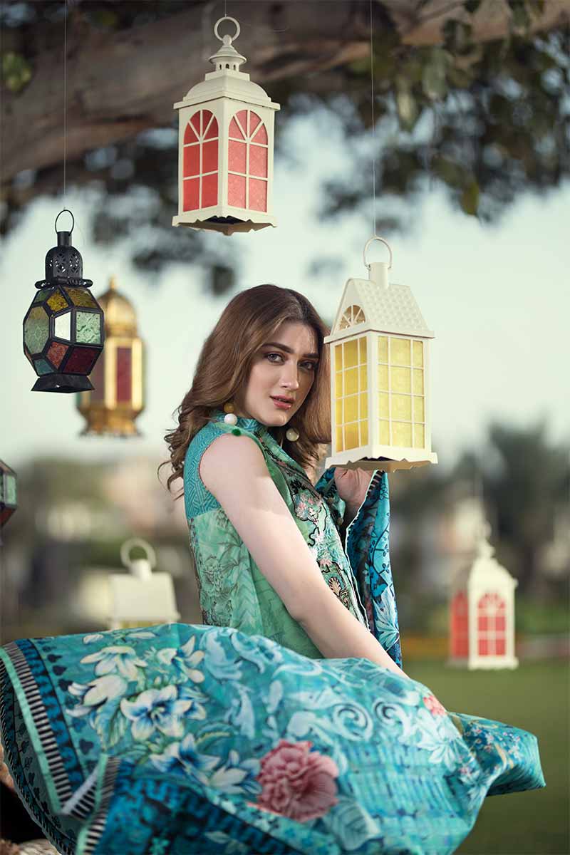 UNSTITCHED / PRINTED MASOORI LAWN / SEA GREEN TWIST - Jacquard.pk