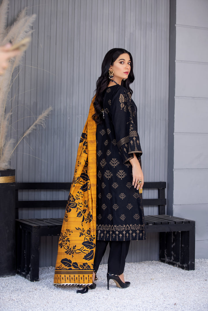 DIL AWAIZ COLLECTION / 3PC / SELF JACQUARD KHADDAR SHIRT TROUSER AND SHAWL NEW ARRIVALS WINTER 2022 BY JACQUARD CLOTHING 