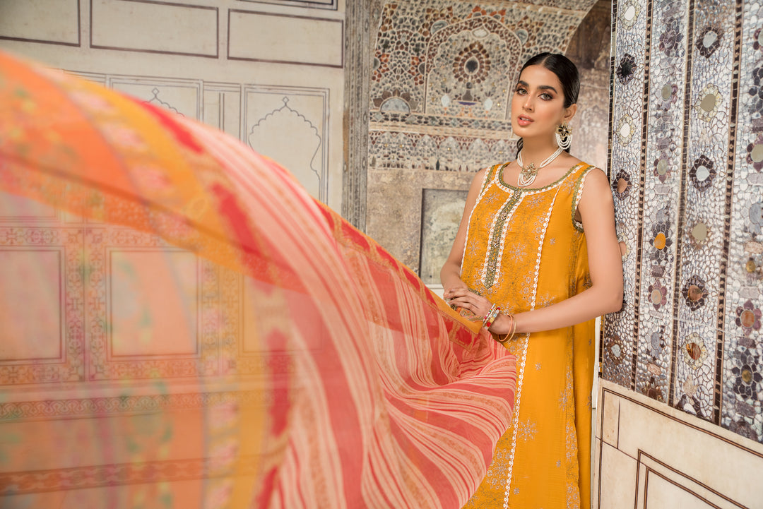 Shehr zaad Premium Unstitched Collection on Self Jacquard Lawn with chiffion Dupatta  Dyed Cambric Trouser all over Embroidered By Jacquard Clothing