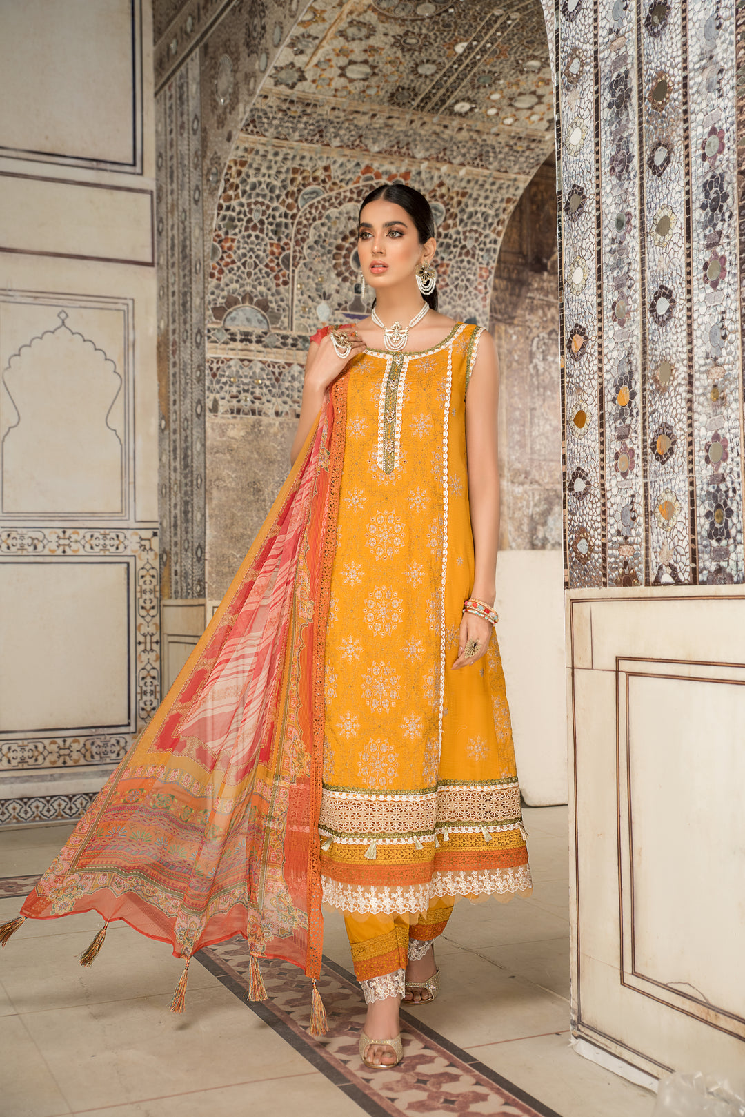 Shehr zaad Premium Unstitched Collection on Self Jacquard Lawn with chiffion Dupatta  Dyed Cambric Trouser all over Embroidered By Jacquard Clothing