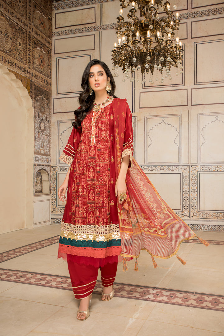 Shehr zaad Premium Unstitched Collection on Self Jacquard Lawn with chiffion Dupatta  Dyed Cambric Trouser all over Embroidered By Jacquard Clothing