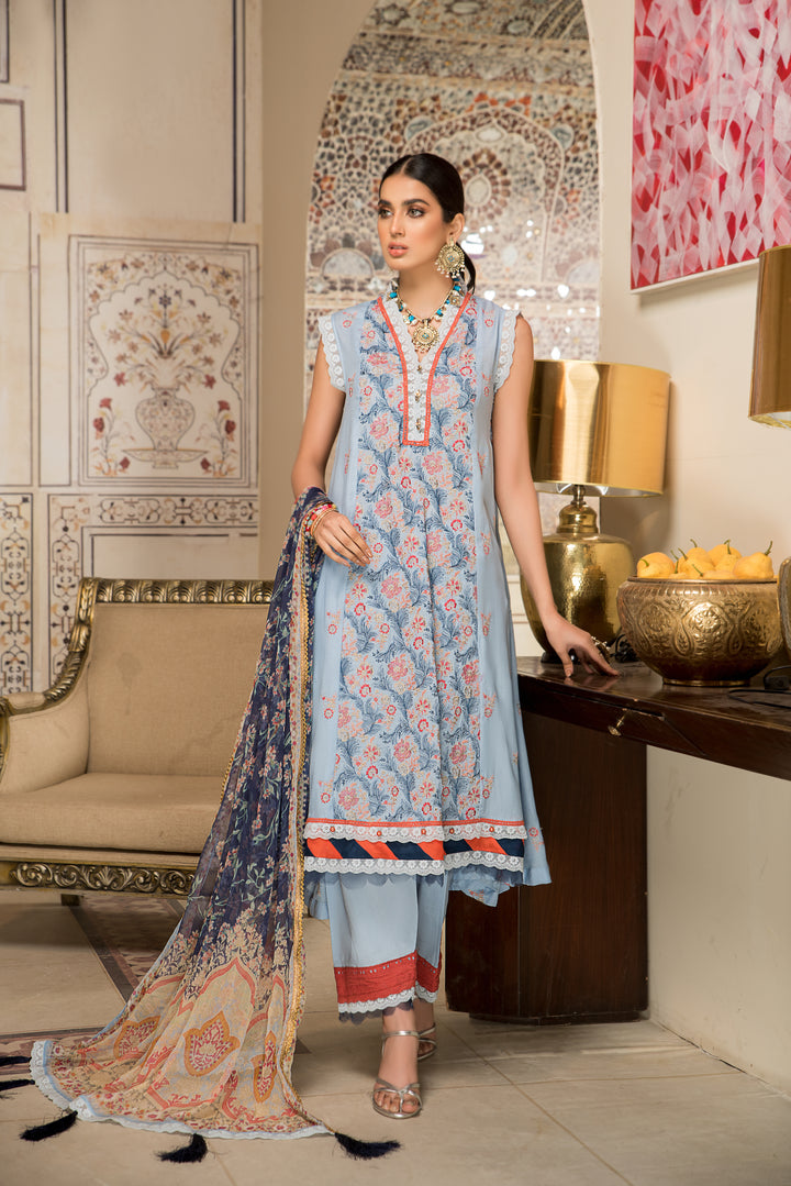 Shehr zaad Premium Unstitched Collection on Self Jacquard Lawn with chiffion Dupatta  Dyed Cambric Trouser all over Embroidered By Jacquard Clothing