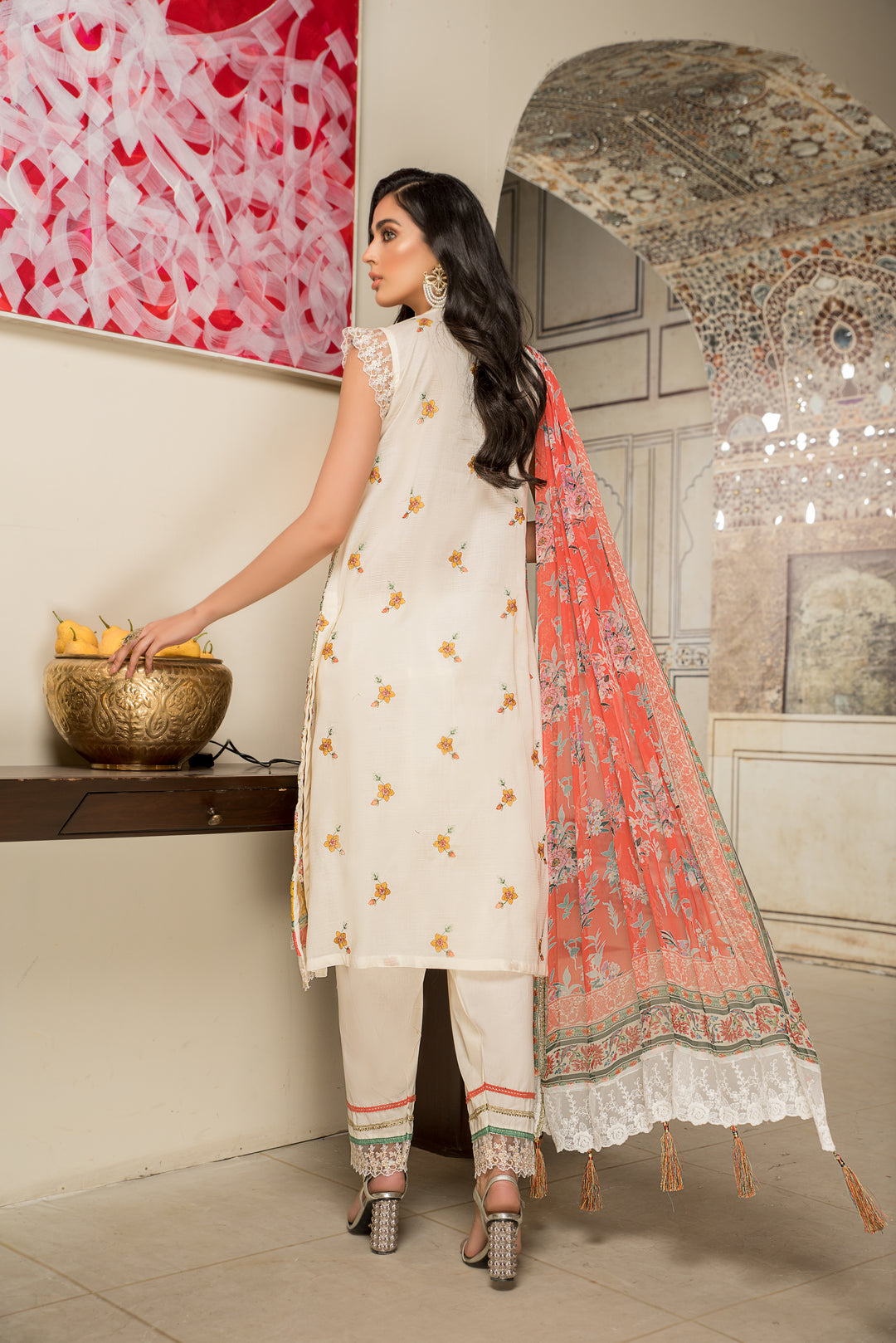 Shehr zaad Premium Unstitched Collection on Self Jacquard Lawn with chiffion Dupatta  Dyed Cambric Trouser all over Embroidered By Jacquard Clothing