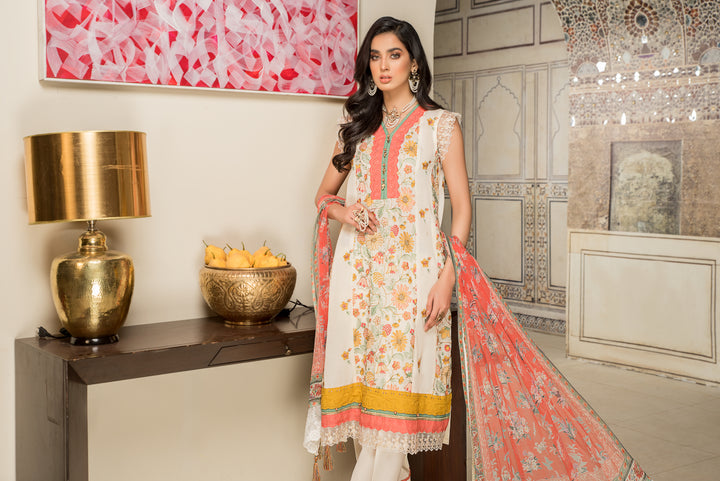 Shehr zaad Premium Unstitched Collection on Self Jacquard Lawn with chiffion Dupatta  Dyed Cambric Trouser all over Embroidered By Jacquard Clothing