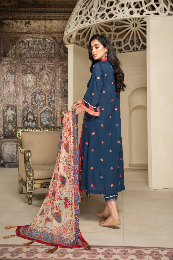 Shehr zaad Premium Unstitched Collection on Self Jacquard Lawn with chiffion Dupatta  Dyed Cambric Trouser all over Embroidered By Jacquard Clothing