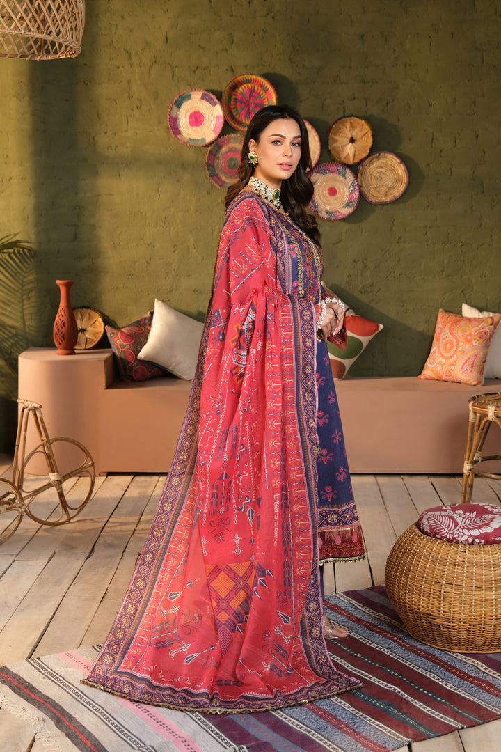 SHAJR-E-ZOUQ COLLECTION / 3PC / EMBROIDERED LAWN UNSTITCHED EID23 COLLECTION BY JACQUARD CLOTHING