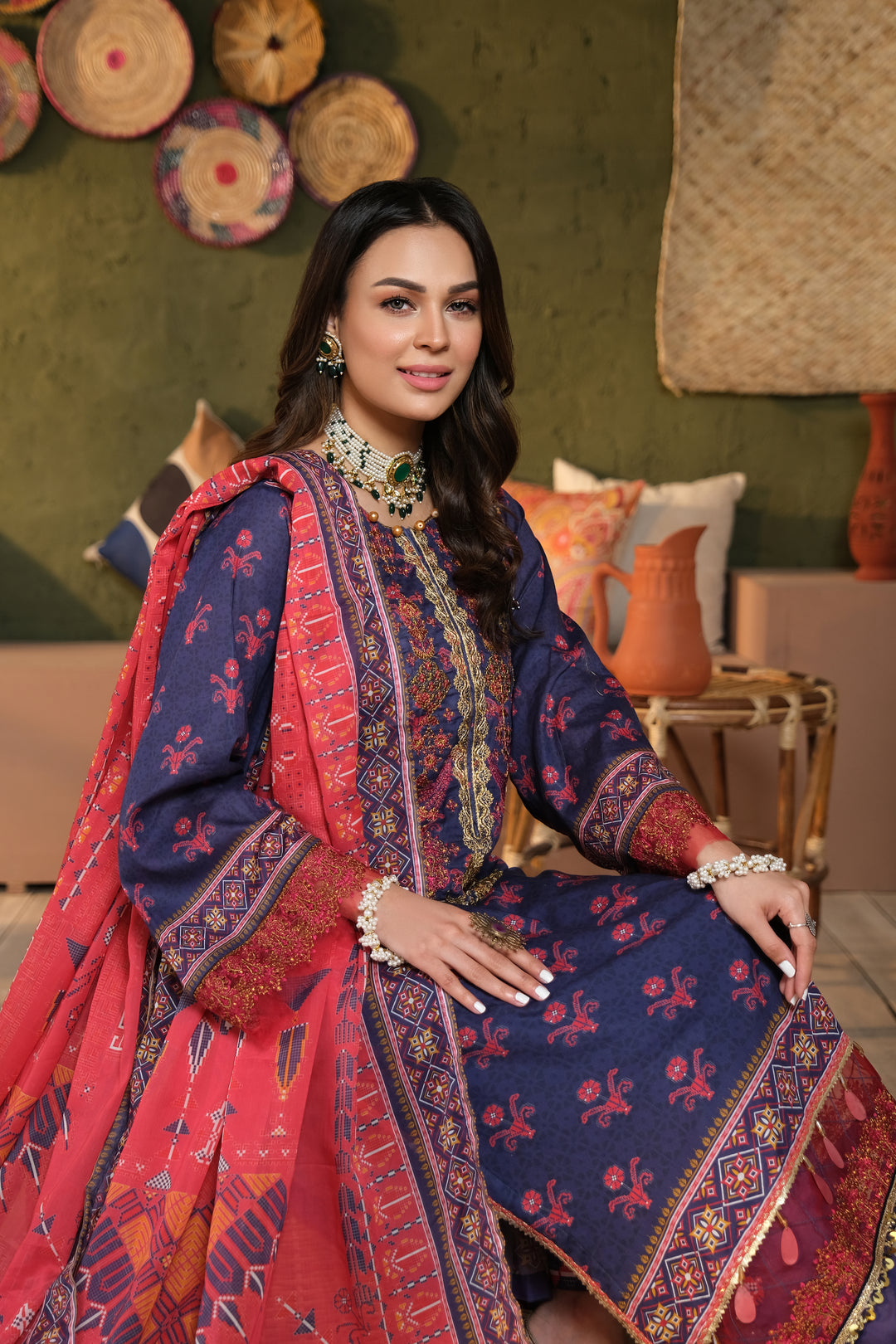 SHAJR-E-ZOUQ COLLECTION / 3PC / EMBROIDERED LAWN UNSTITCHED EID23 COLLECTION BY JACQUARD CLOTHING