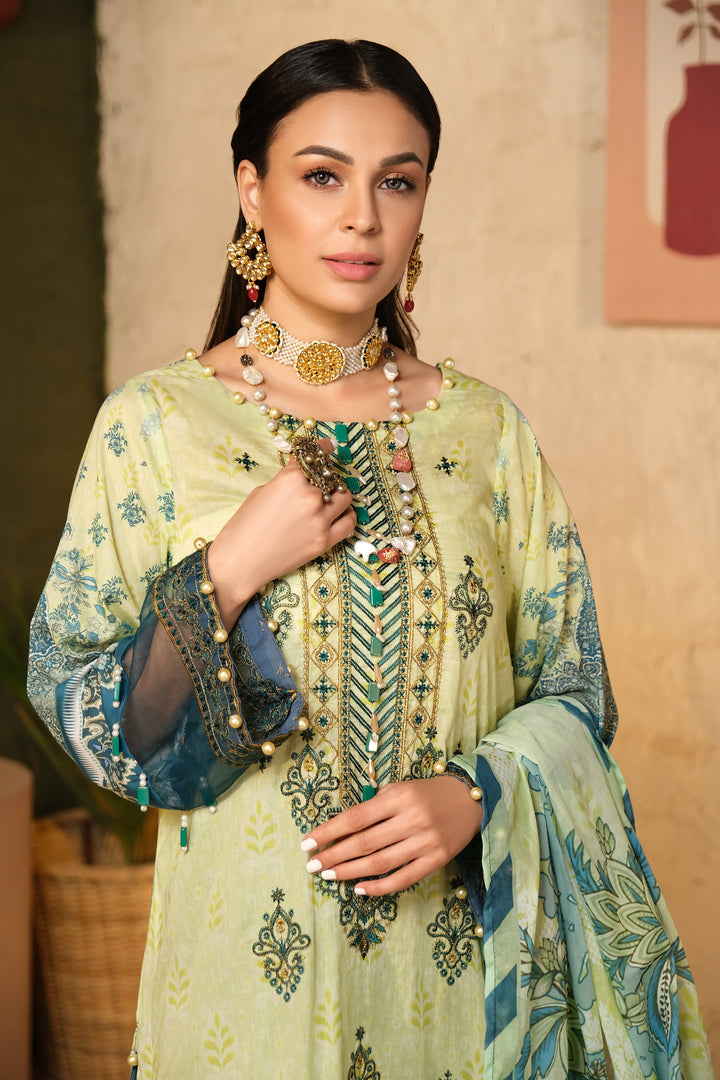 SHAJR-E-ZOUQ COLLECTION / 3PC / EMBROIDERED LAWN UNSTITCHED EID23 COLLECTION BY JACQUARD CLOTHING