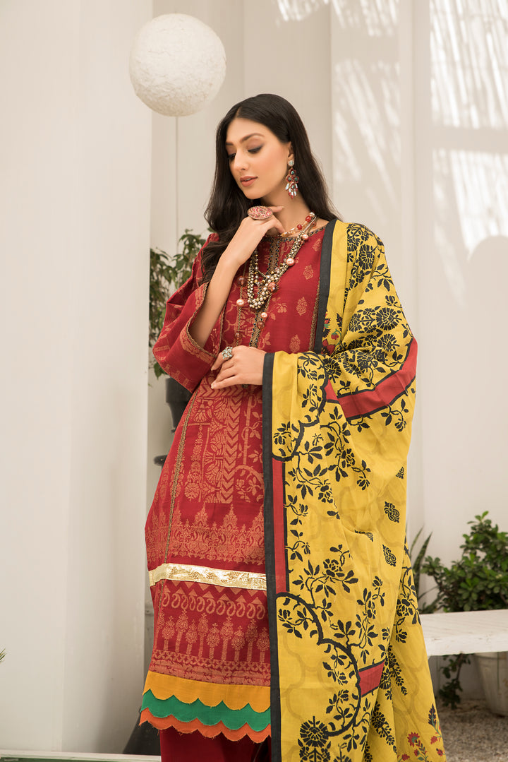 Dyed Slub Jacquard Khaddar Winter Collection by Jacquard Clothing