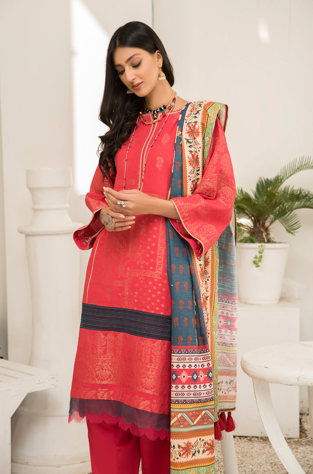 Dyed Slub Jacquard Khaddar Winter Collection by Jacquard Clothing