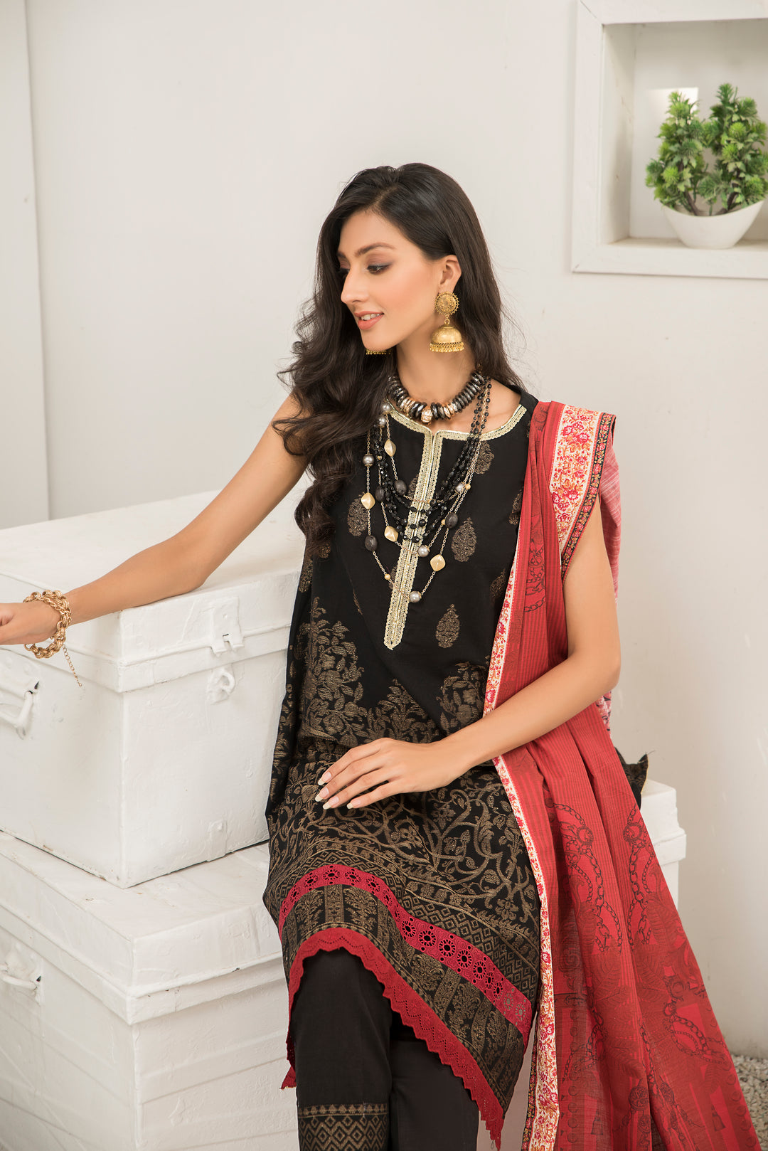 Dyed Slub Jacquard Khaddar Winter Collection by Jacquard Clothing