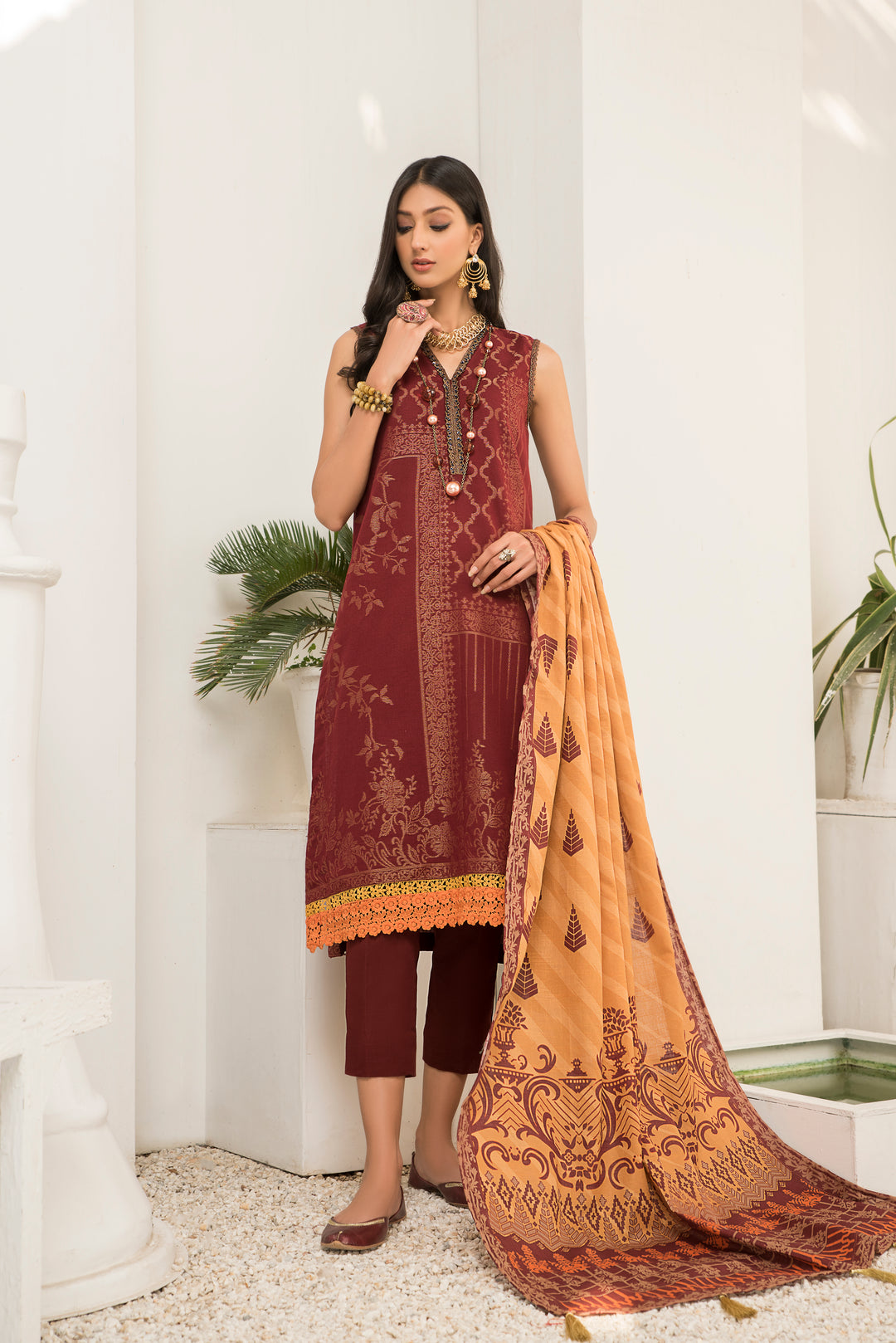 Dyed Slub Jacquard Khaddar Winter Collection by Jacquard Clothing