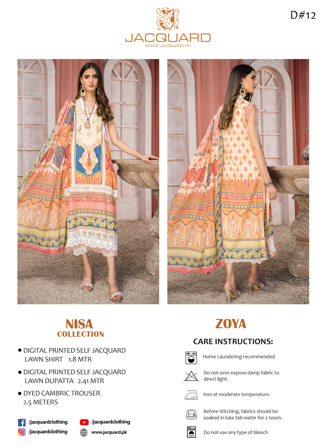 NISA | DIGITAL LAWN UNSTIITCHED 3PCS SUMMER 2022 BY JACQUARD CLOTHING