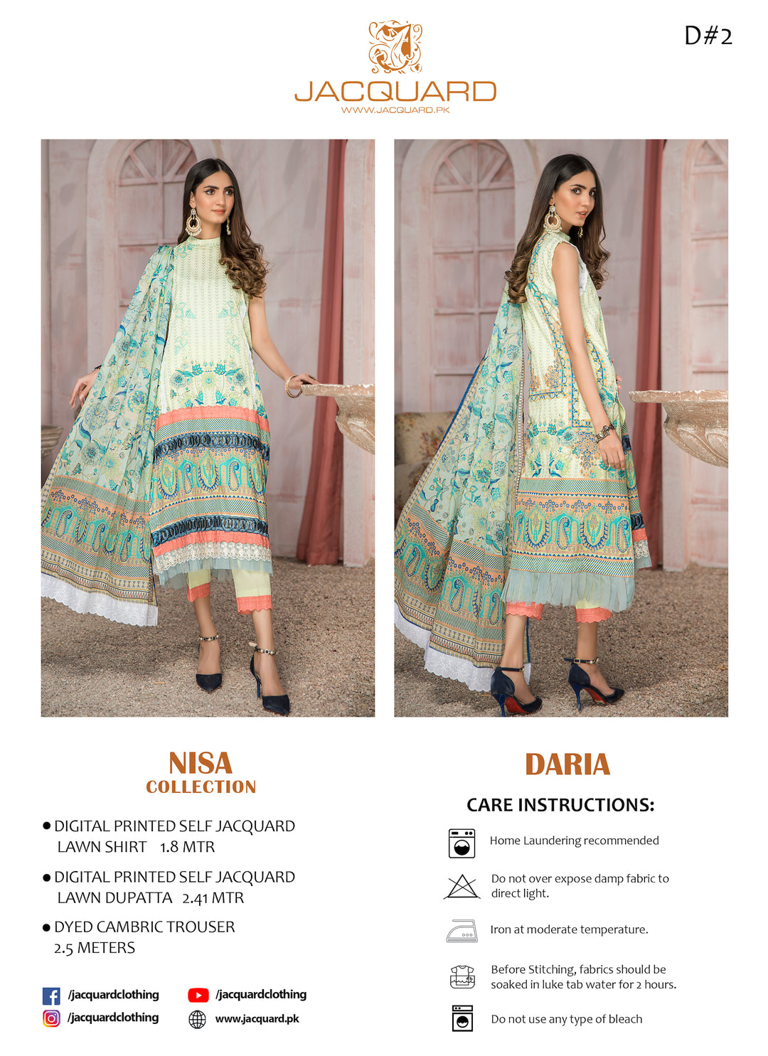 NISA | DIGITAL LAWN UNSTIITCHED 3PCS SUMMER 2022 BY JACQUARD CLOTHING