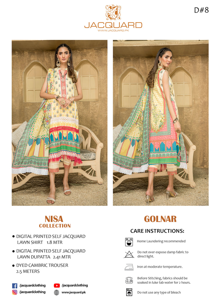 NISA | DIGITAL LAWN UNSTIITCHED 3PCS SUMMER 2022 BY JACQUARD CLOTHING