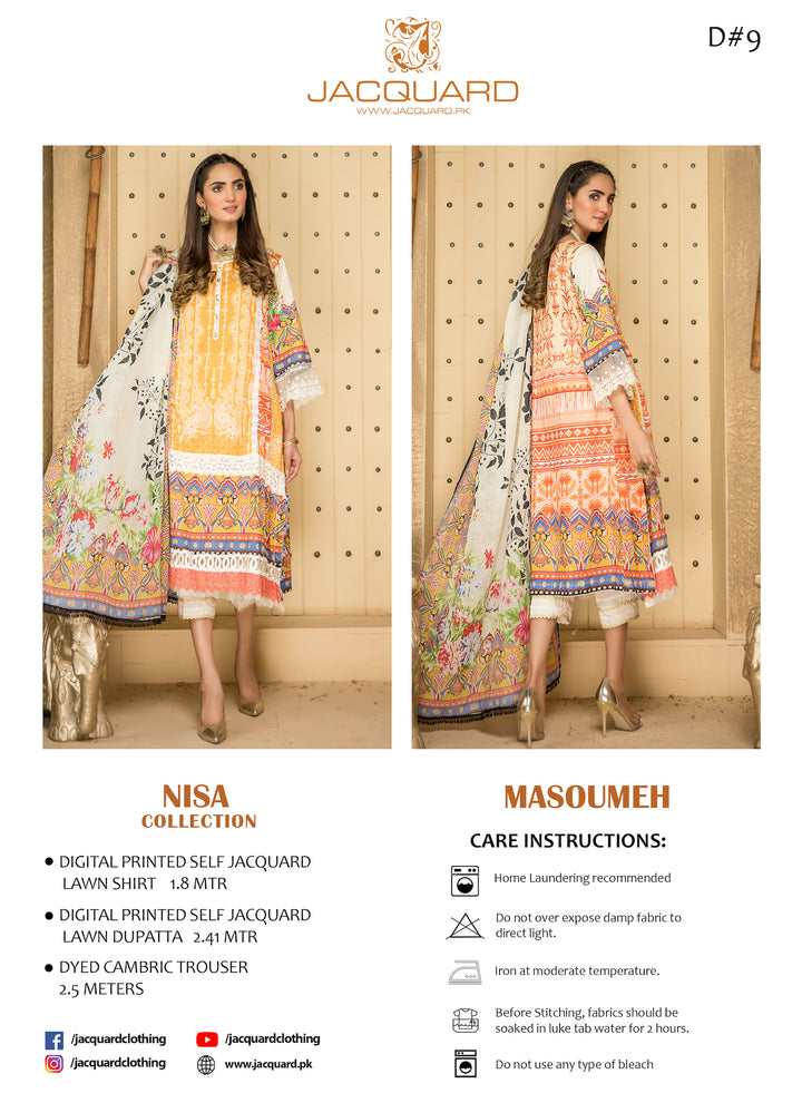 NISA | DIGITAL LAWN UNSTIITCHED 3PCS SUMMER 2022 BY JACQUARD CLOTHING