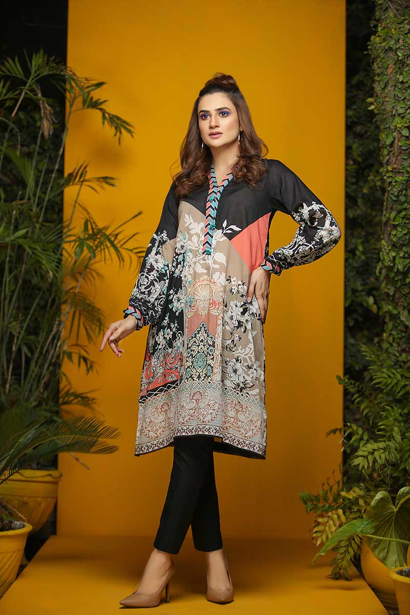 LAWN SHIRT / FLORAL COLOR BLOCK - Jacquard.pk