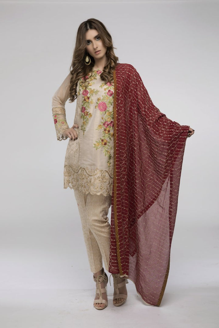 BEIGE FLORAS - Jacquard.pk