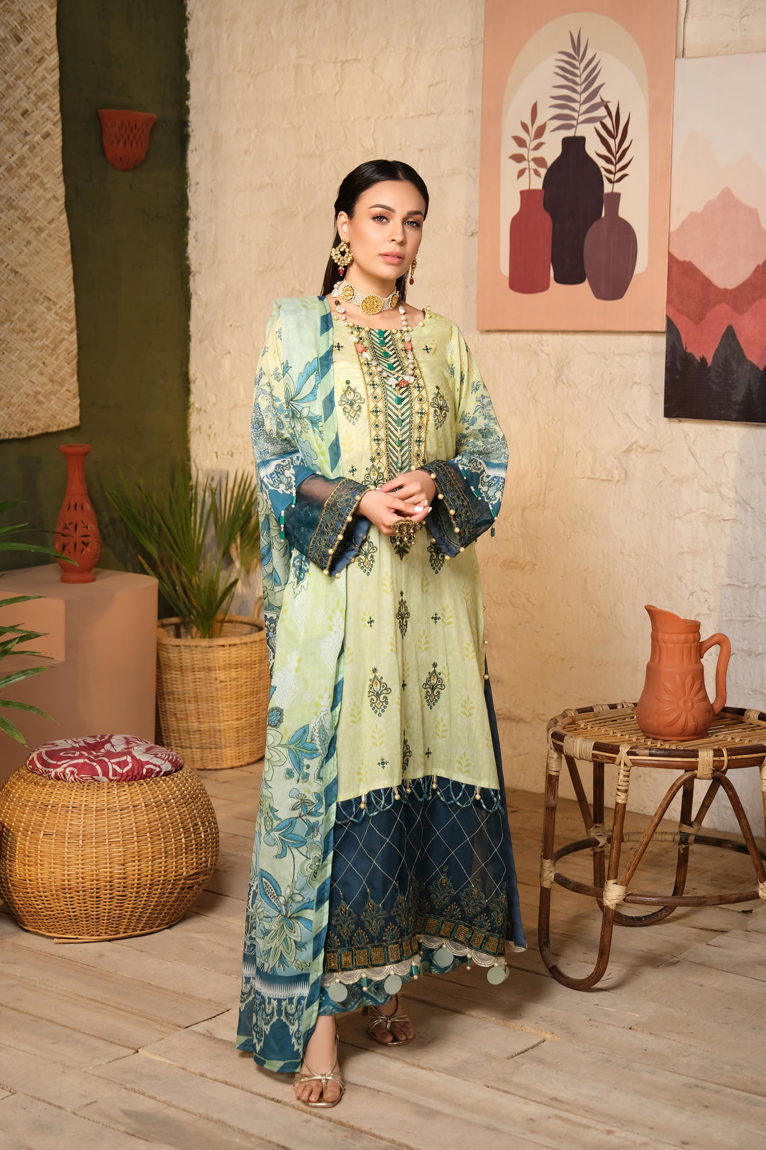SHAJR-E-ZOUQ COLLECTION / 3PC / EMBROIDERED LAWN UNSTITCHED EID23 COLLECTION BY JACQUARD CLOTHING