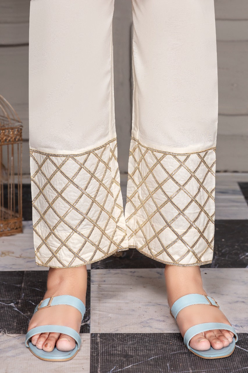 Light Beige PANNI / Cambric Trouser - Jacquard